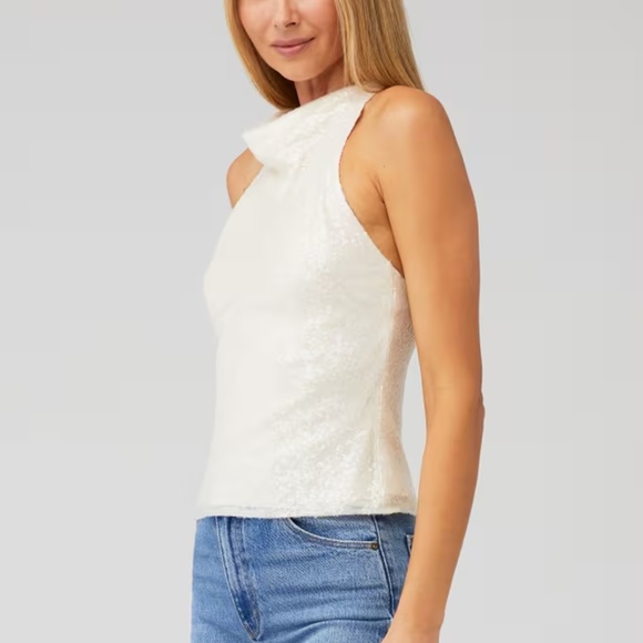 AMANDA UPRICHARD Kimball White Sequin Top - Size XS - Picture 3 of 5